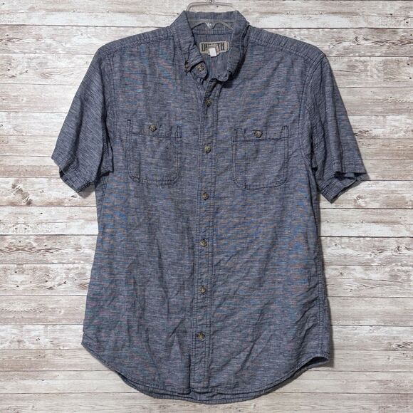 Duluth Trading Co Shirt Mens Medium Relaxed Fit Blue Button Down Short Sleeve - Picture 1 of 9